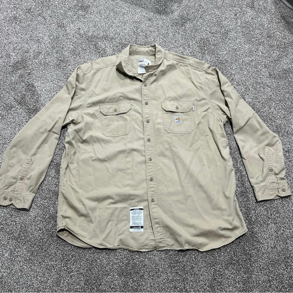 Carhartt Men's Casual Beige Button Down Shirt